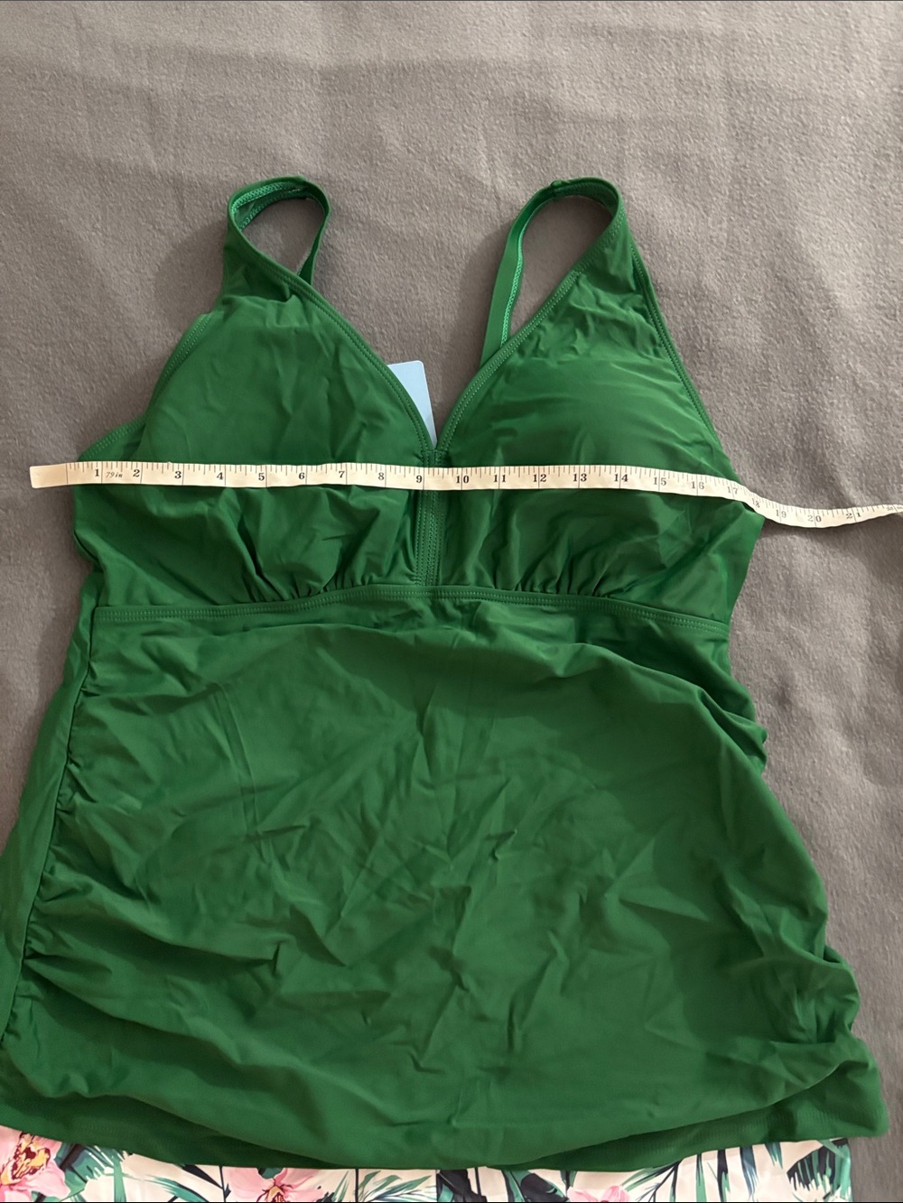 Yonique 18W Green Tankini Set Floral Boy Shorts Plus Size NWT Swimwear - Picture 7 of 9